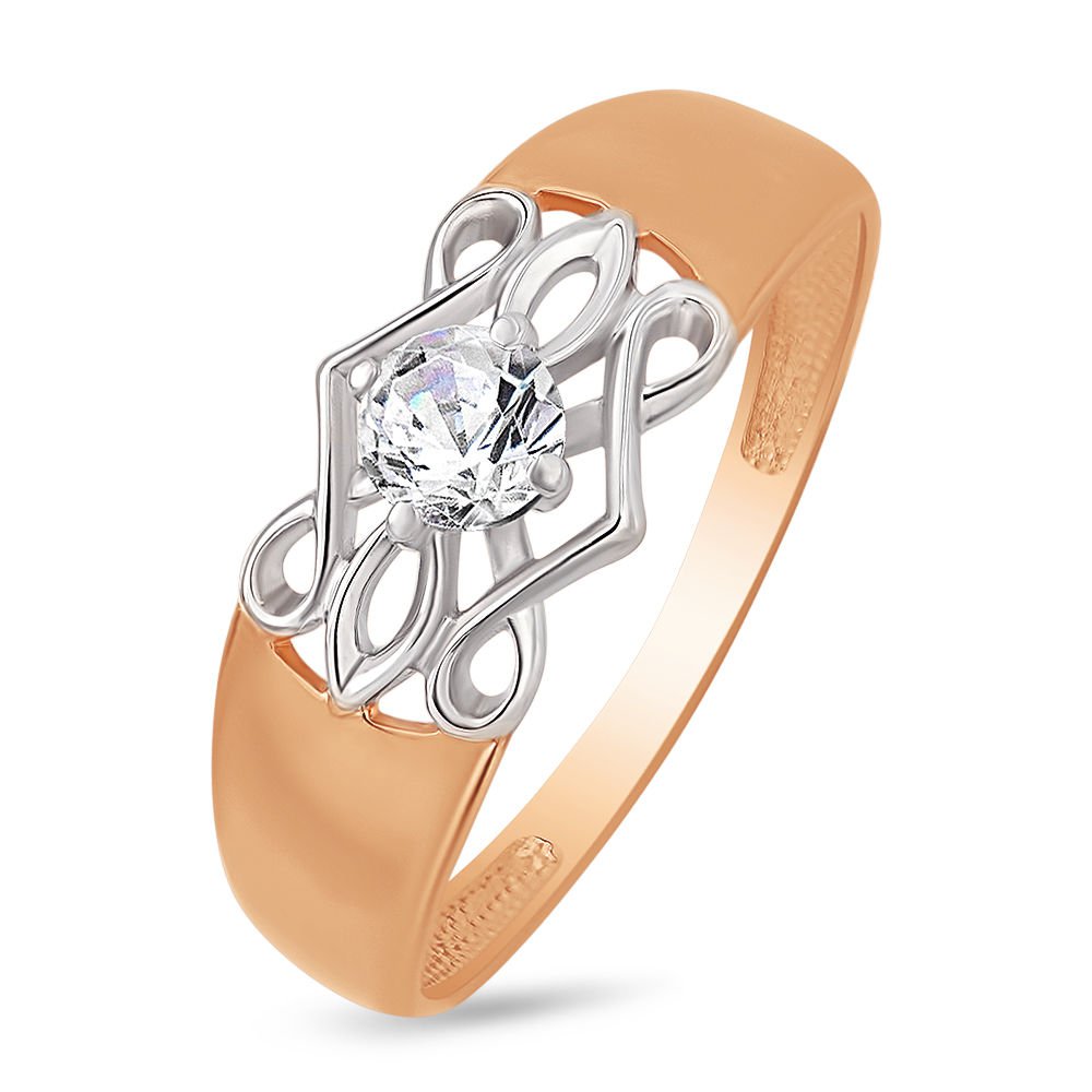 

Кольцо женское из красного золота с фианитом 585Gold 301010801, р. 19, 301010801