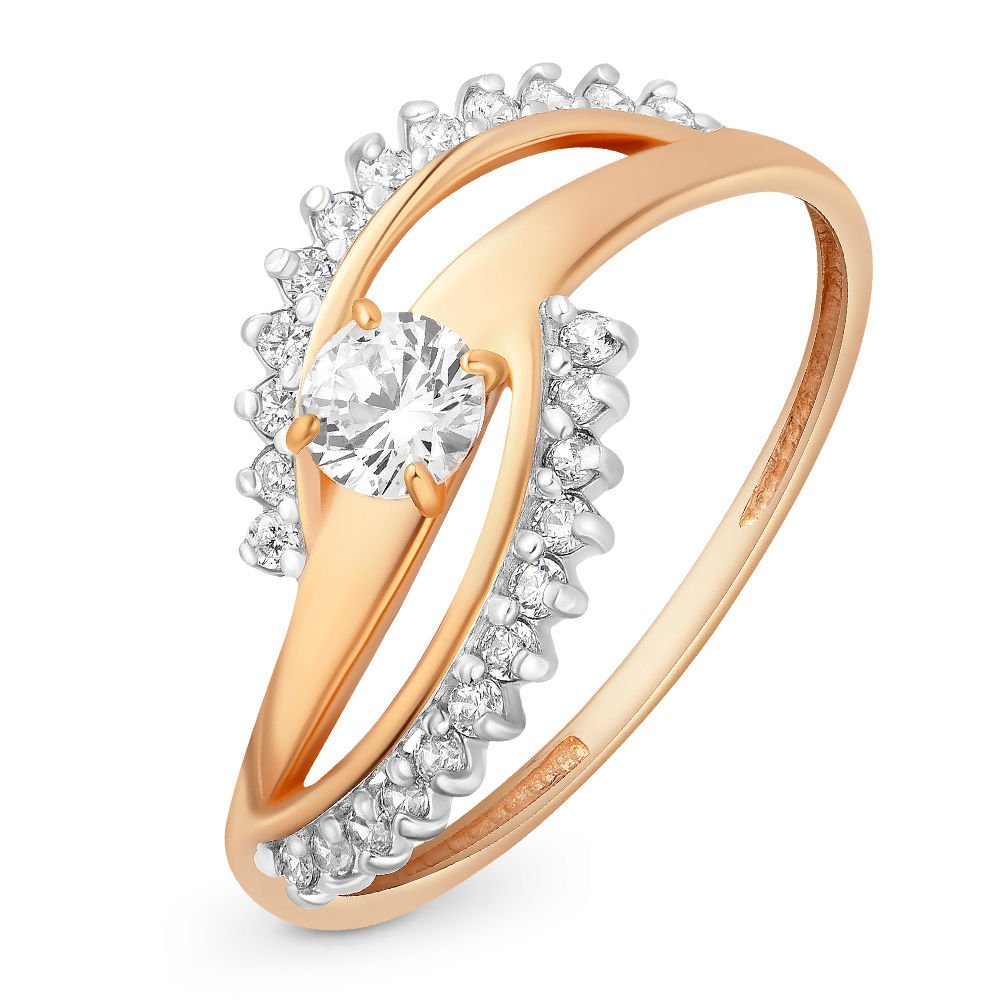 

Кольцо женское из красного золота с фианитом 585Gold 301003170, р, 301003170