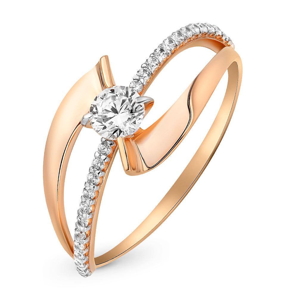 

Кольцо женское из красного золота с фианитом 585Gold 301003194, р, 301003194