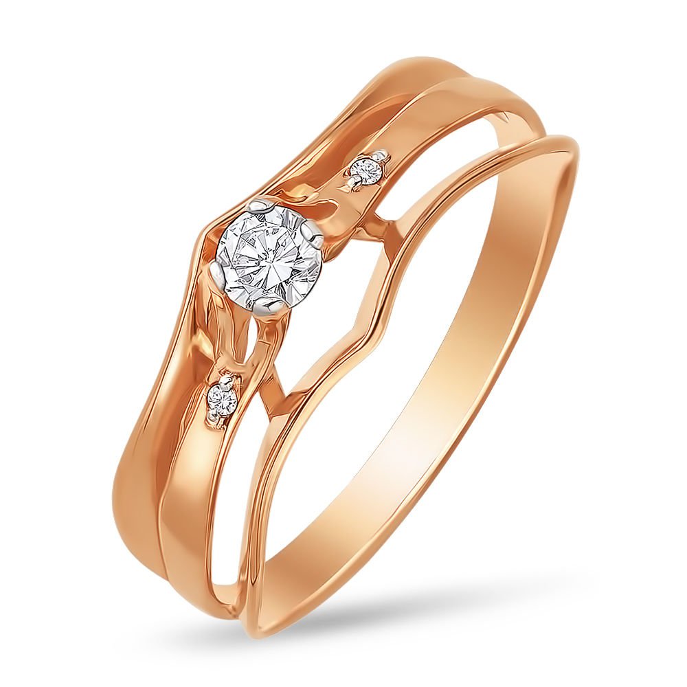 

Кольцо женское из красного золота с фианитом 585Gold 301003164, р, 301003164