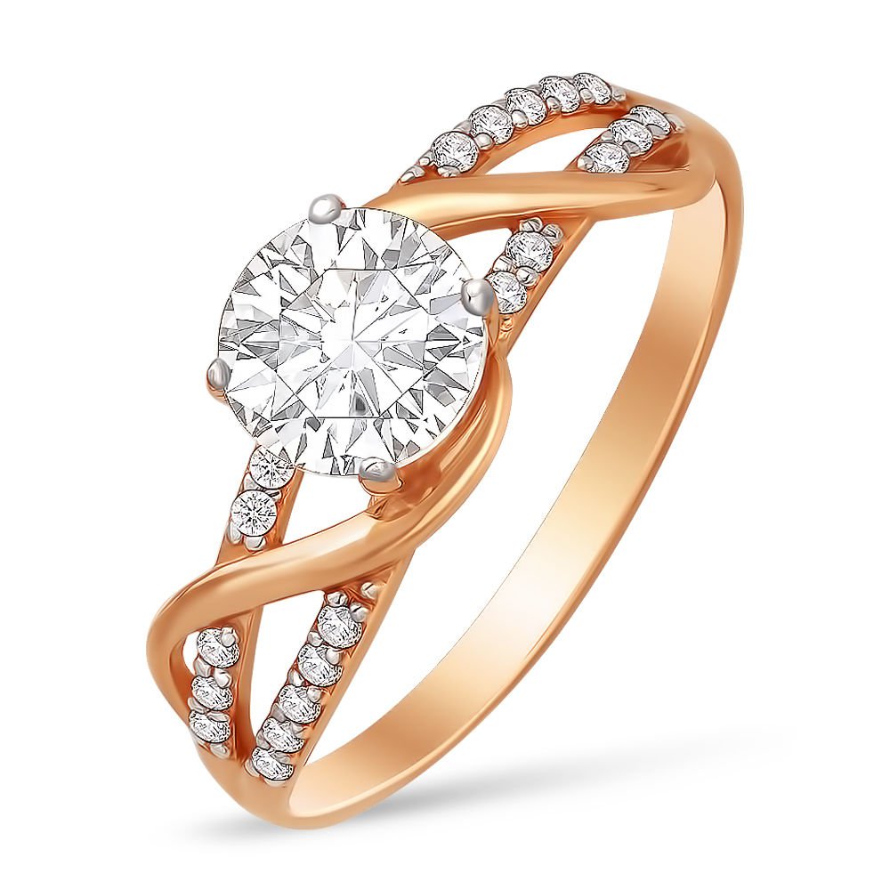 

Кольцо женское из красного золота с фианитом 585Gold 301003162, р, 301003162