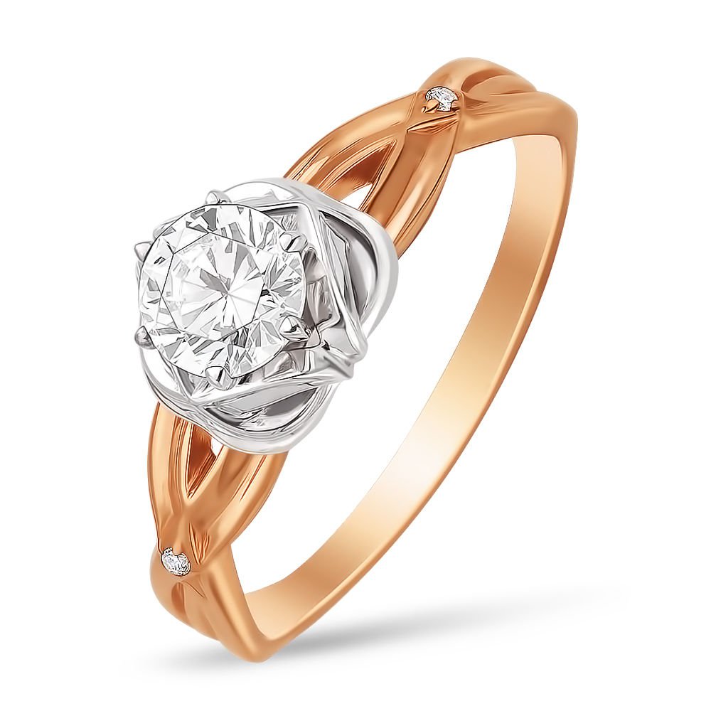

Кольцо женское из красного золота с фианитом 585Gold 301003158, р. 19,5, 301003158