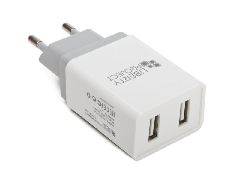 фото Зарядное устройство liberty project 2xusb 2.1а brick series white 0l-00041910