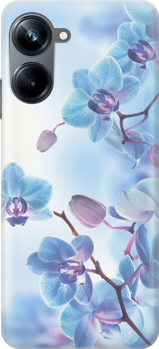 

Силиконовый чехол на Realme 10 Pro "Голубые орхидеи", Голубой;серый, 158591