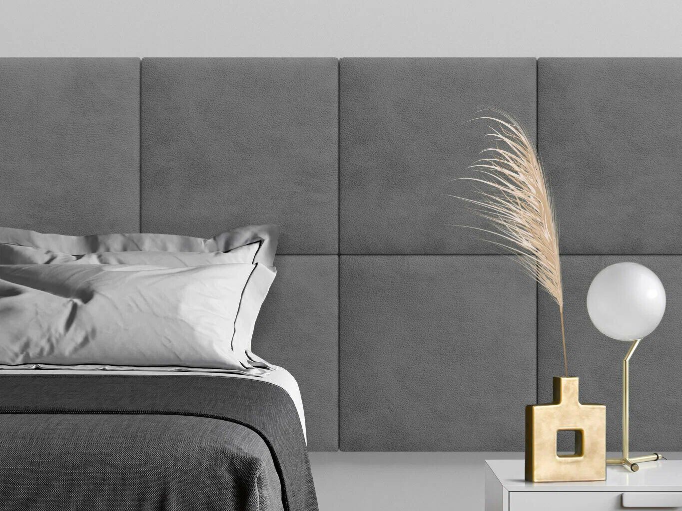 

Мягкое изголовье кровати Velour Grey 50х50 см 2 шт., Серый