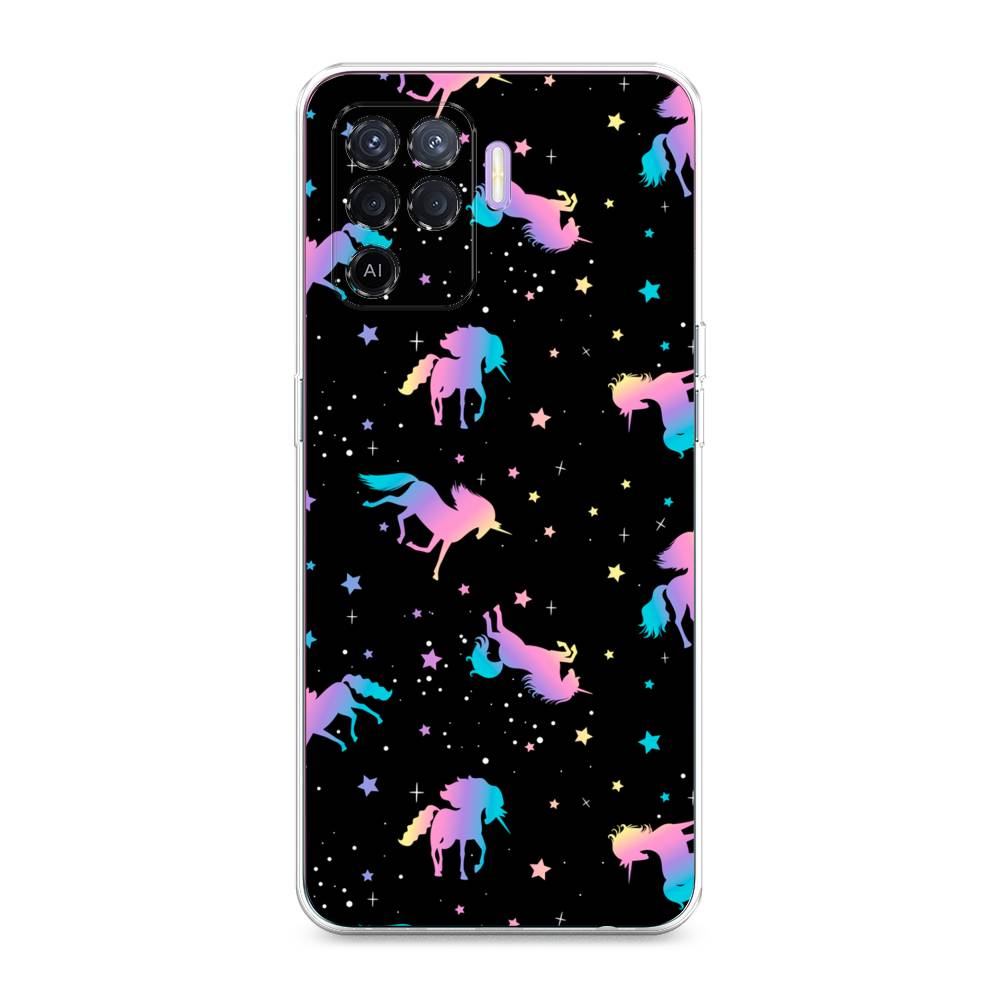 

Чехол для Oppo Reno 5 Lite "Единороги градиент", Черный;розовый;голубой, 255150-1