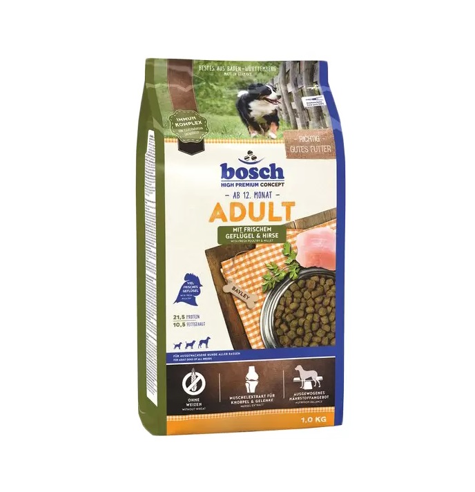 Сухой корм для собак Bosch Adult, домашняя птица и просо, 1кг