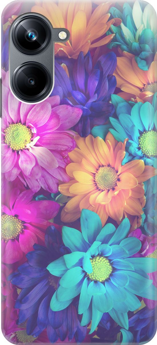 

Силиконовый чехол на Realme 10 Pro "Много цветов", Голубой;розовый, 158588