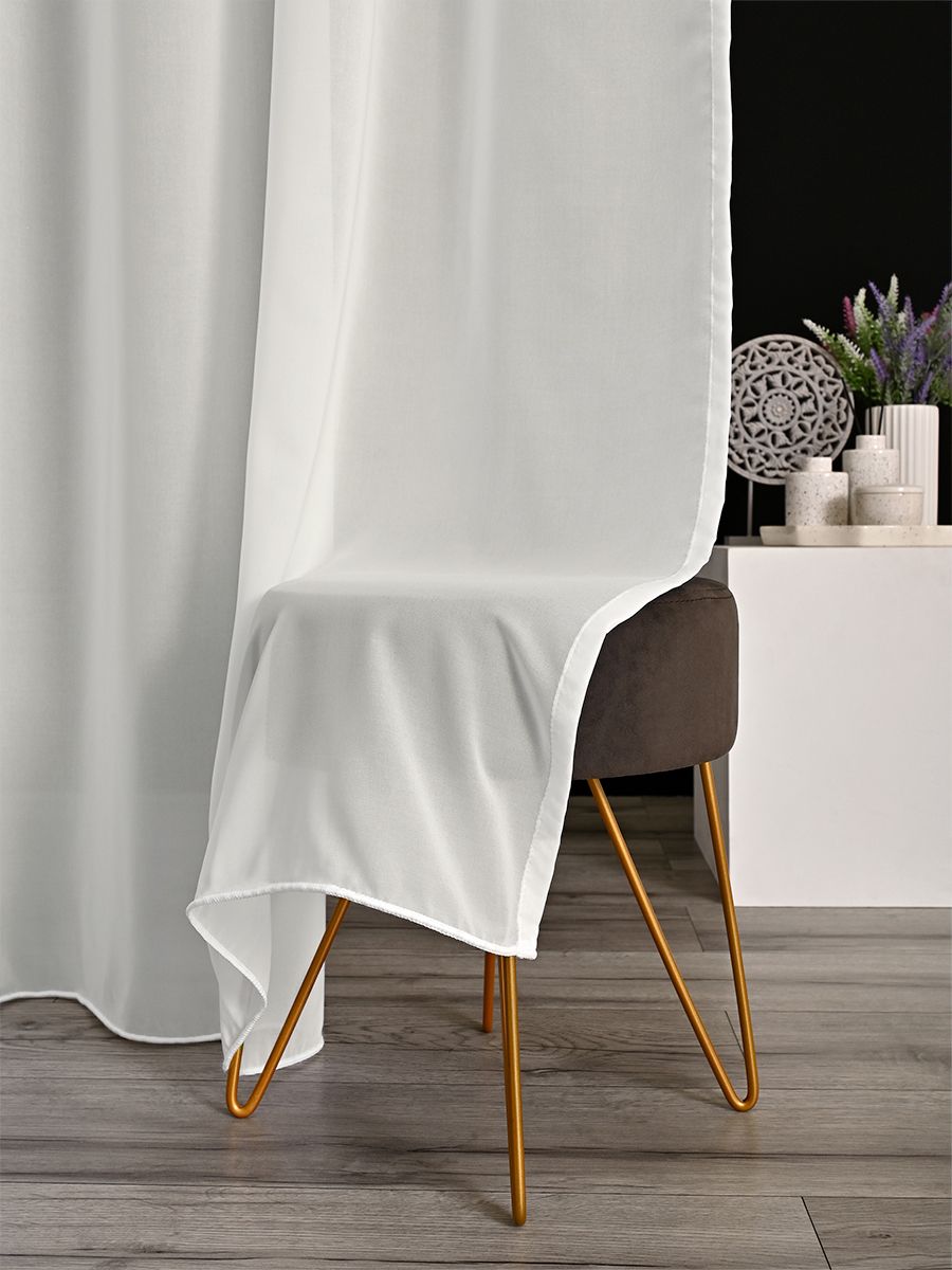 

Однотонный тюль креп с утяжелителем A&H 450x240 см 1 шт на шторной ленте, ARO