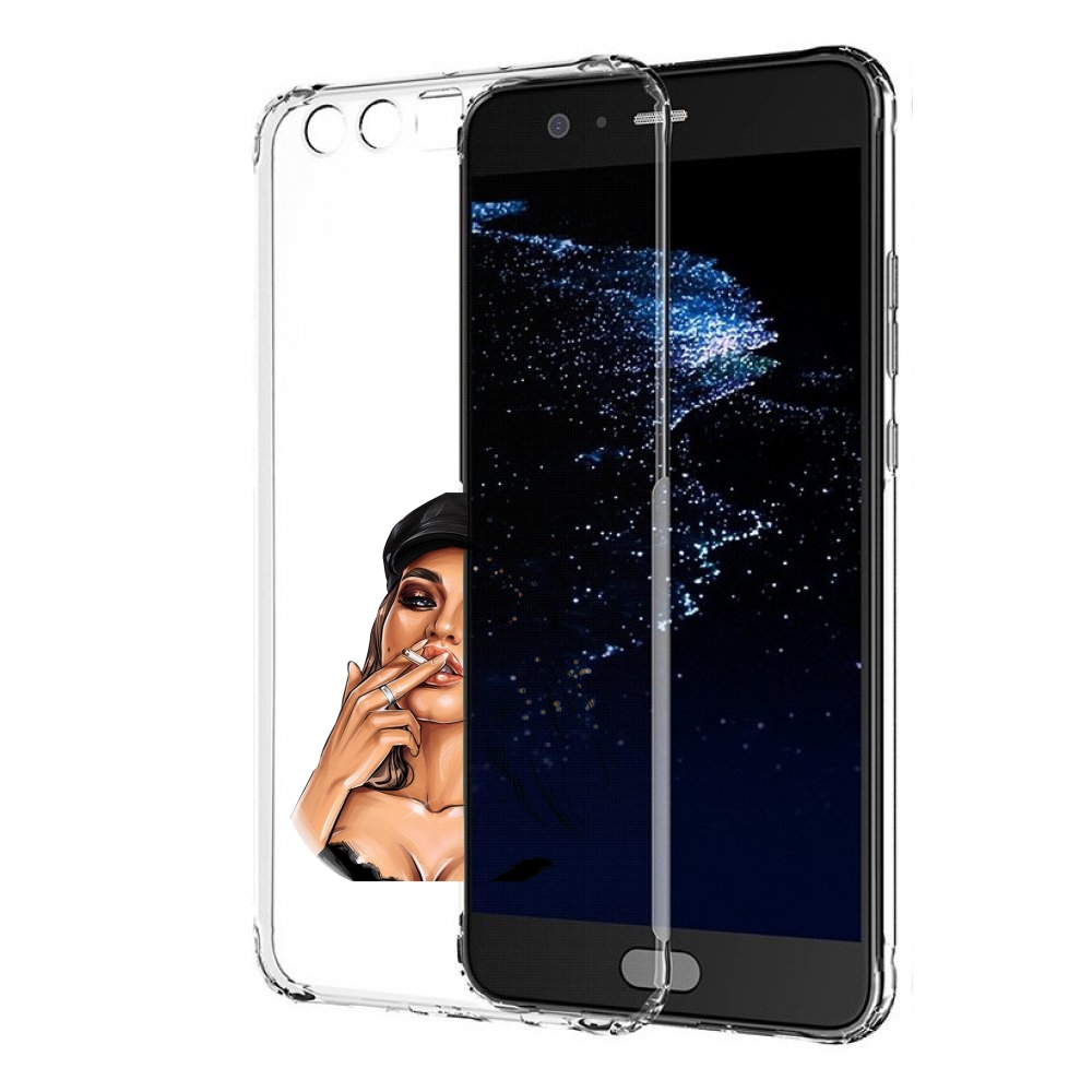 

Чехол бампер MyPads девушка-в-шапке-с-сигаретой для Huawei P10 P, Прозрачный, Tocco