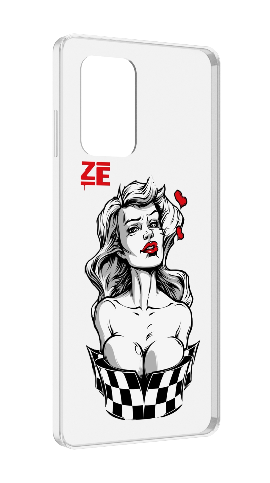 

Чехол MyPads черно белая девушка с красными губами женский для ZTE Blade A72, Прозрачный, Tocco