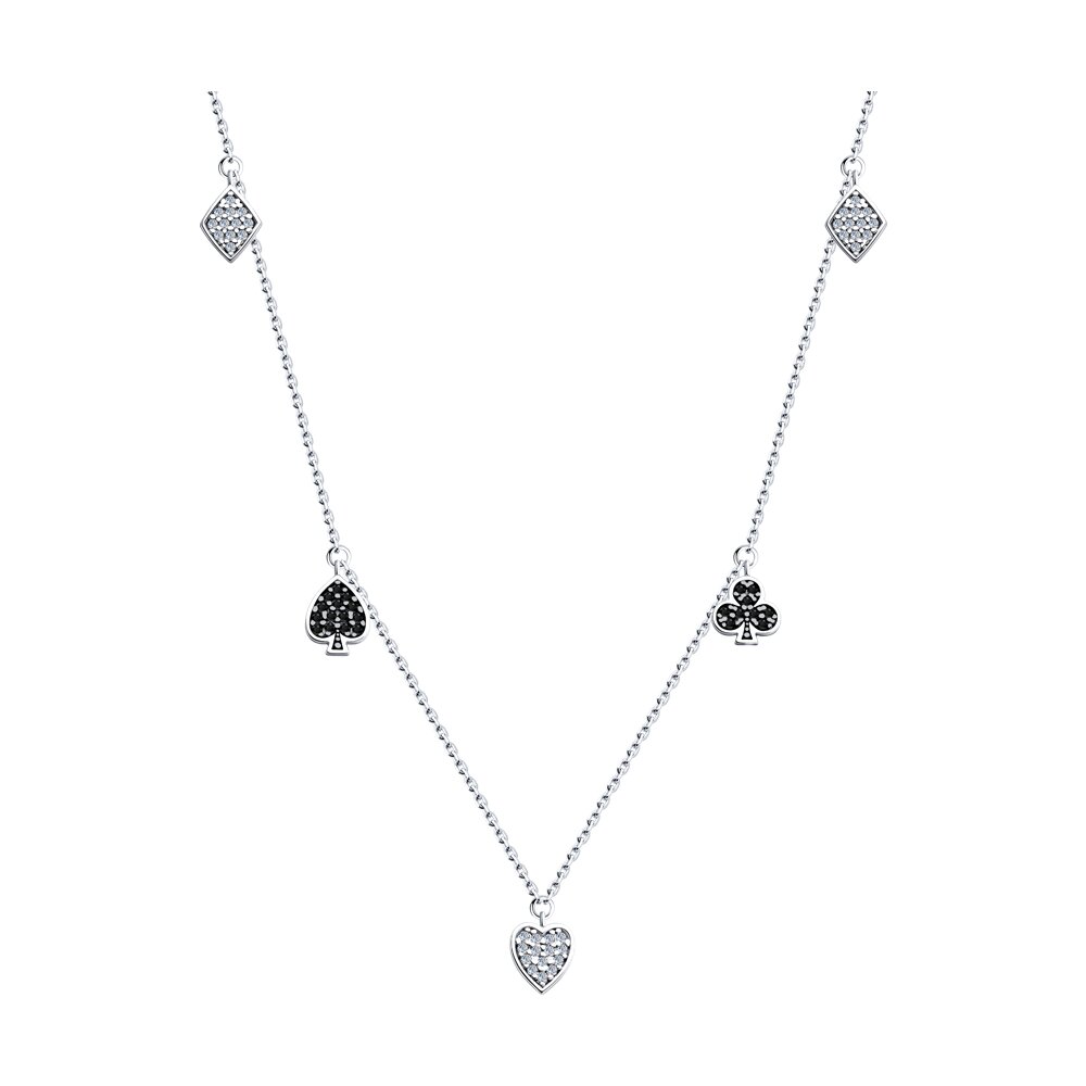 

Колье из серебра 40-45 см SOKOLOV 94070957, фианит, 94070957