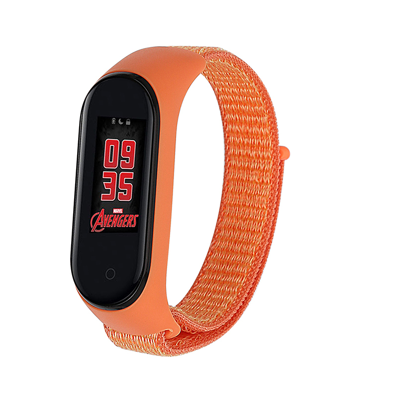

Ремешок нейлоновый для Xiaomi Mi Band 3/4/5 (15), оранжевый, на липучке