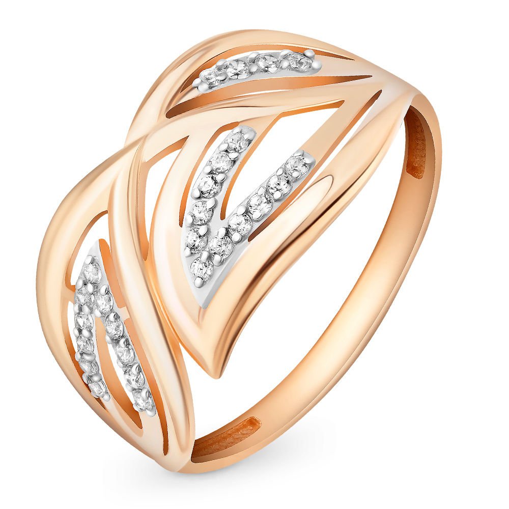 

Кольцо женское из красного золота с фианитом 585Gold 301003136, р, 301003136