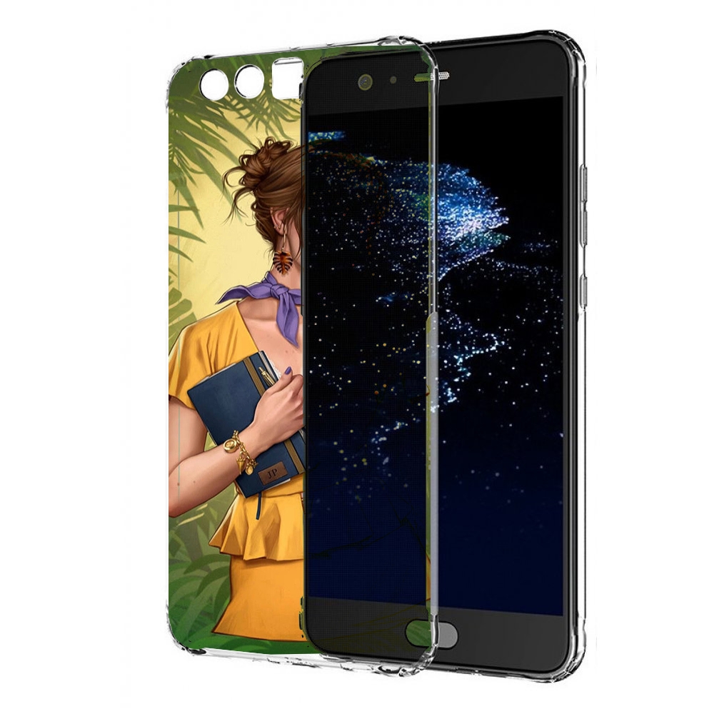 

Чехол бампер MyPads девушка-в-зелени женский для Huawei P10 Plus, Прозрачный, Tocco
