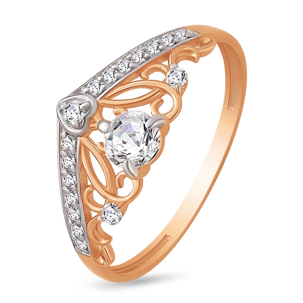 

Кольцо женское из красного золота с фианитом 585Gold 301003135, р, 301003135