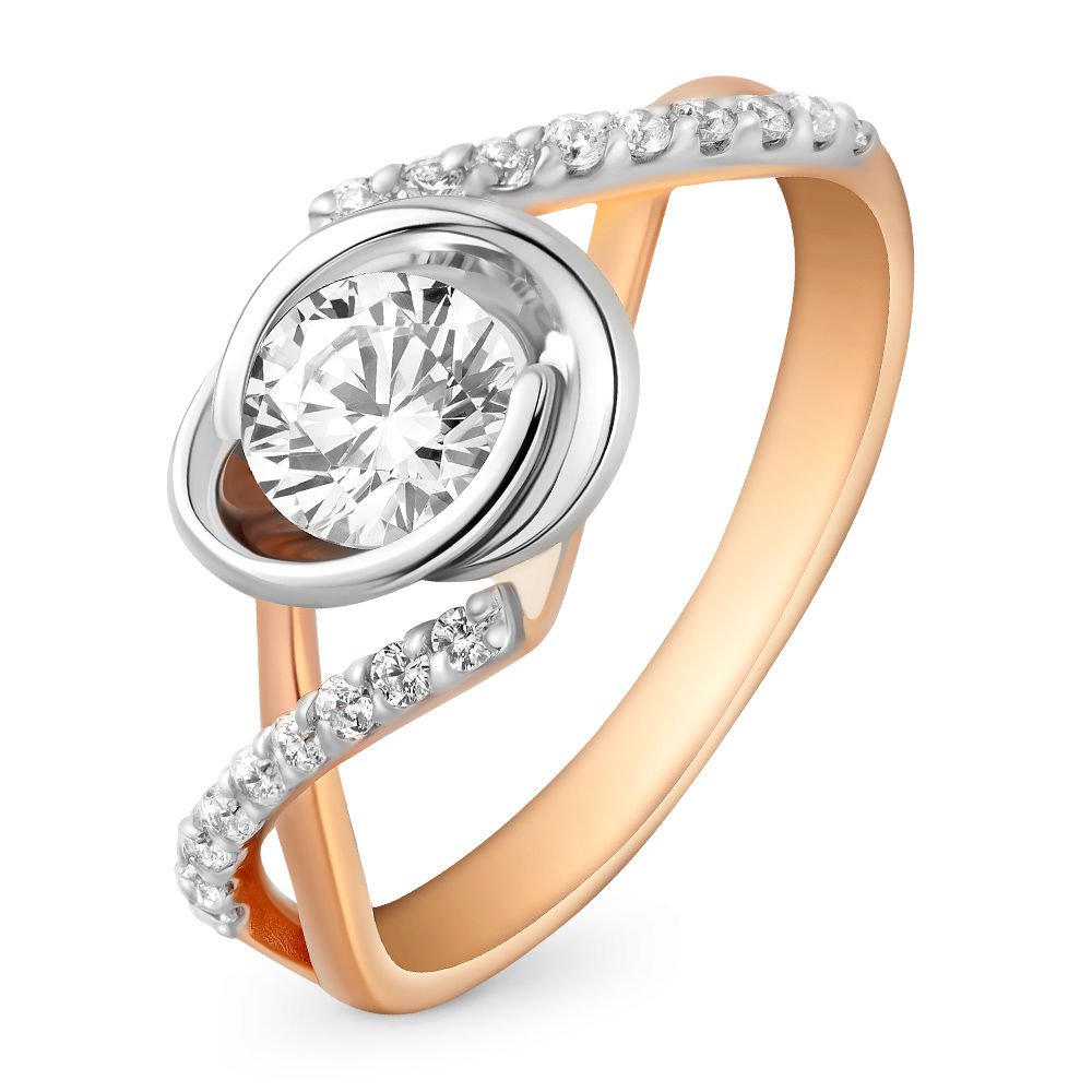 

Кольцо женское из красного золота с фианитом 585Gold 301003066, р, 301003066
