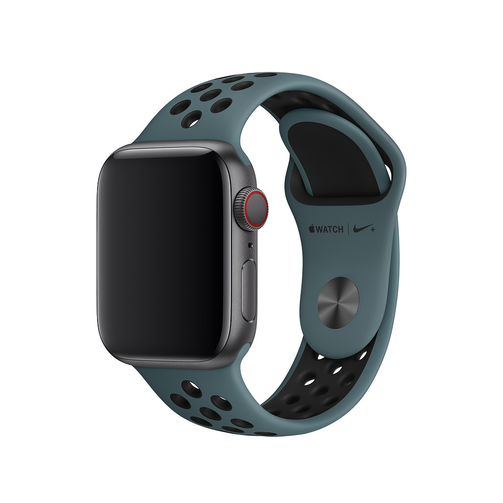 

Ремешок силиконовый перфорированный NK для Apple Watch 38/40мм (37), сине-серый+черный