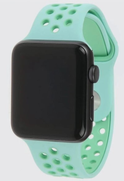 

Ремешок силиконовый перфорированный NK для Apple Watch 38/40мм (36), мятно-голубой+белый