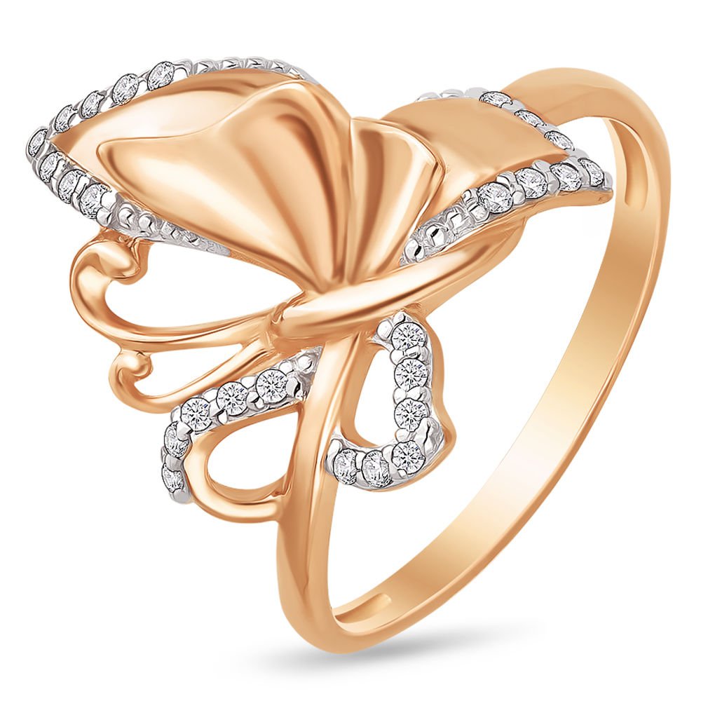 

Кольцо женское из красного золота с фианитом 585Gold 301003062, р, 301003062