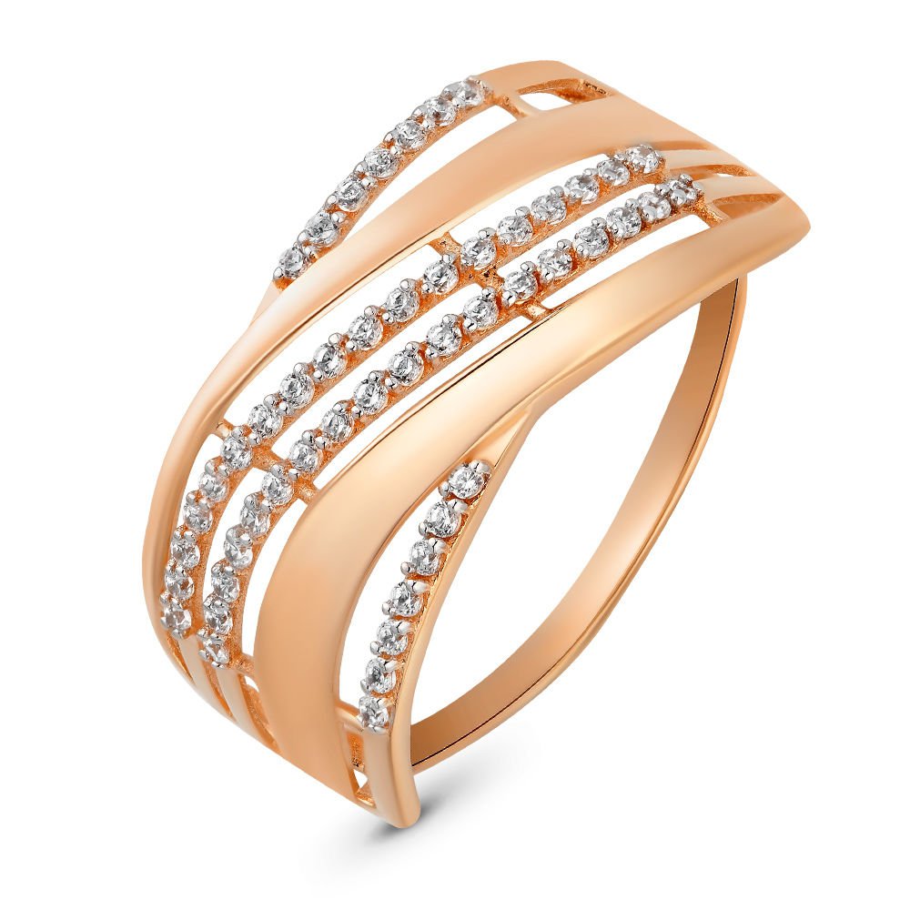 

Кольцо женское из красного золота с фианитом 585Gold 301003105, р, 301003105