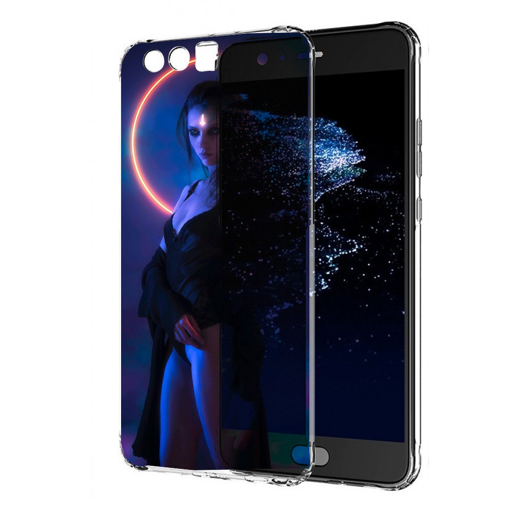 

Чехол бампер MyPads девушка с неоновым кругом женский для Huawei, Прозрачный, Tocco