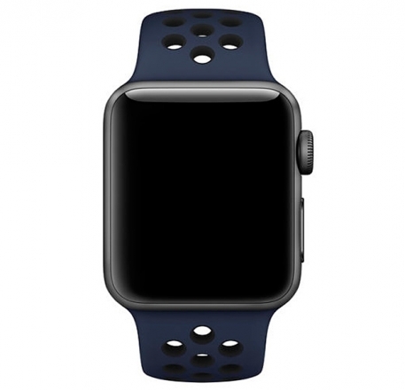 

Ремешок силиконовый перфорированный NK для Apple Watch 38/40мм (25), синий+черный