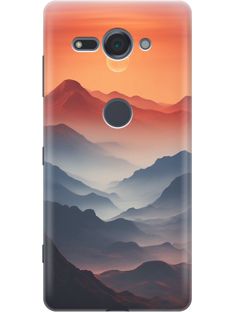 

Силиконовый чехол на Sony Xperia XZ2 Compact с принтом "Луна над горами", Прозрачный;оранжевый;черный, 717613910