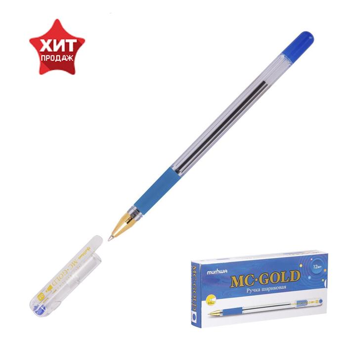 

Ручка шариковая MunHwa MC Gold, узел 0.5 мм, чернила синие, штрихкод на ручке