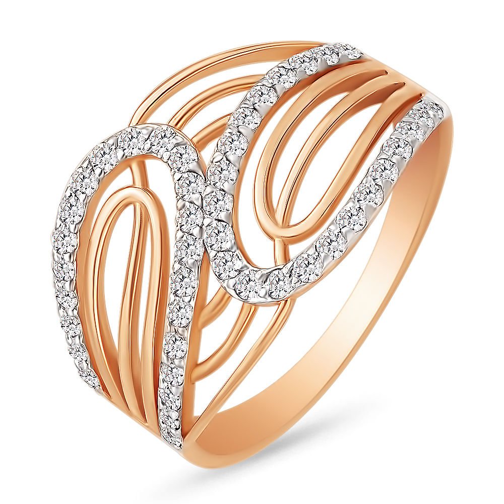 

Кольцо женское из красного золота с фианитом 585Gold 301003102, р. 17,5, 301003102