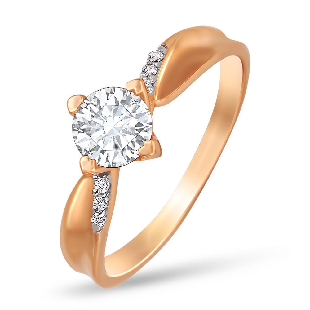 

Кольцо женское из красного золота с фианитом 585Gold 301011024, р, 301011024