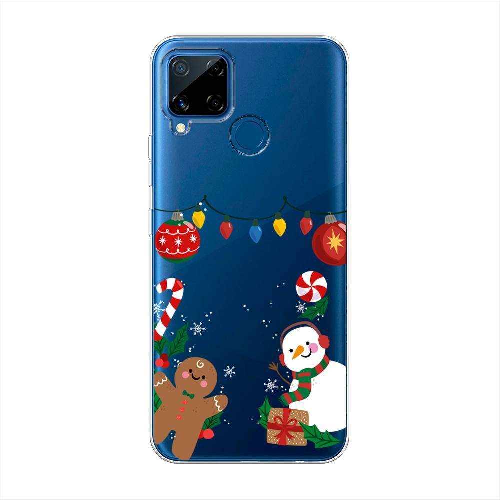 

Чехол на Oppo Realme C15 "Новогоднее настроение", Коричневый;красный;зеленый, 255050-5