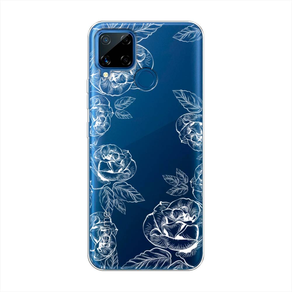 

Чехол на Oppo Realme C15 "Розы графика", Черный;серый, 255050-2