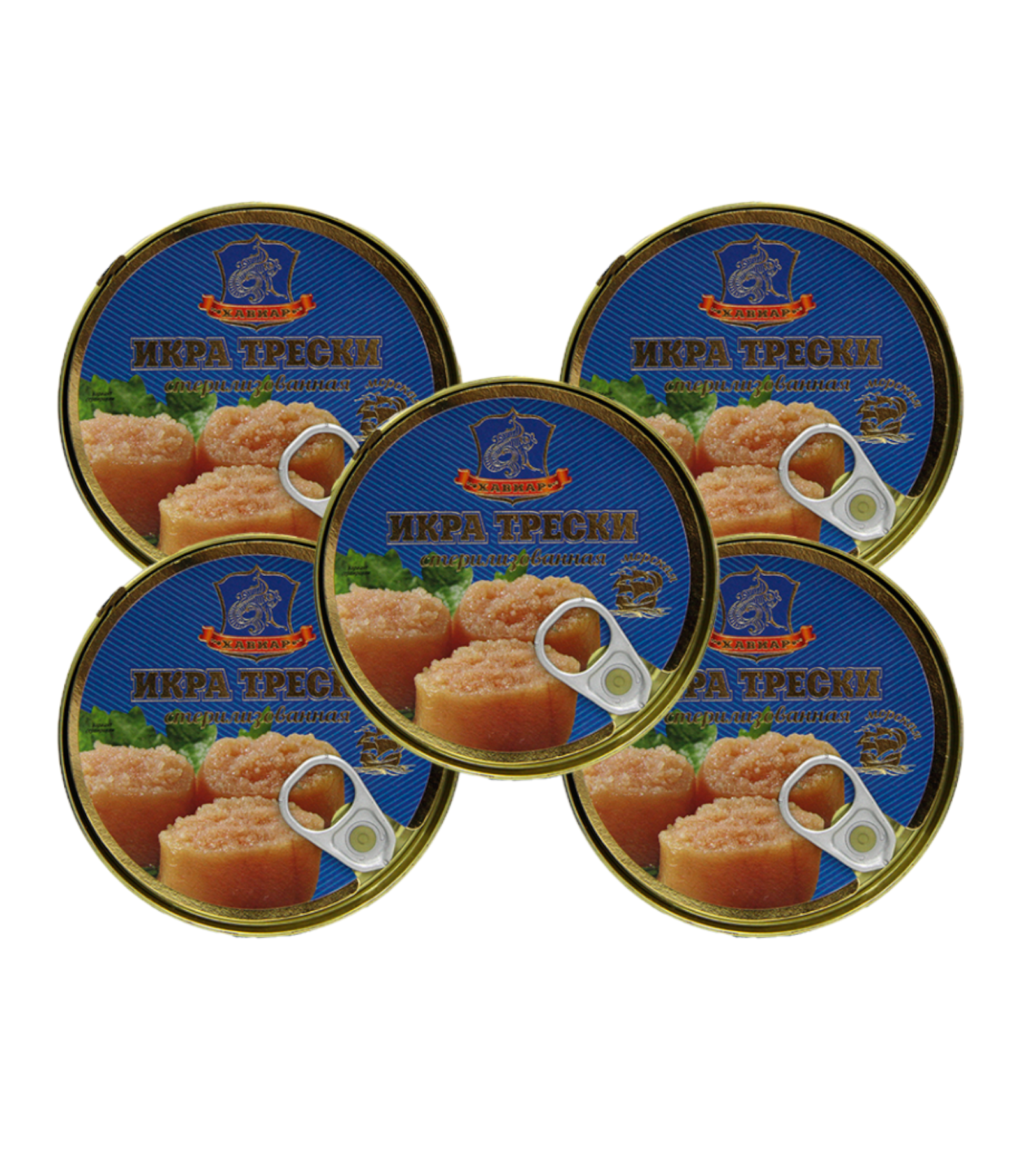 

Икра трески, Хавиар, ГОСТ, 5 шт. по 230 г, Икра трески