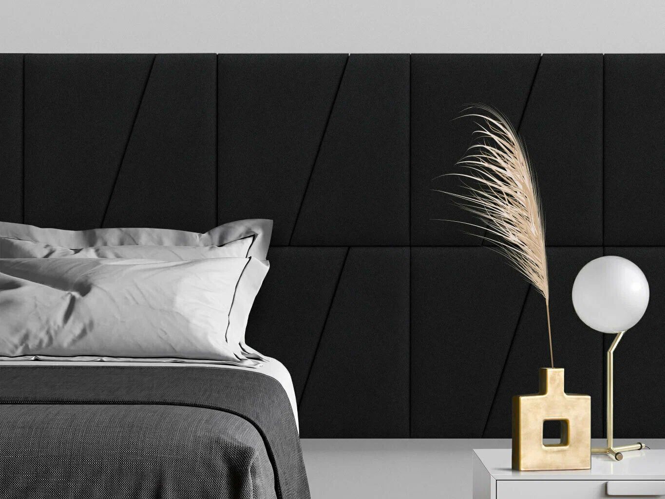 

Мягкое изголовье кровати Velour Black 50х50DP см 2 шт., Черный