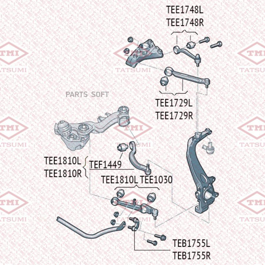 

Сайлентблок рычага VAG A4/A6/PASSAT 96- перед.подв.задн. Tatsumi TEF1449