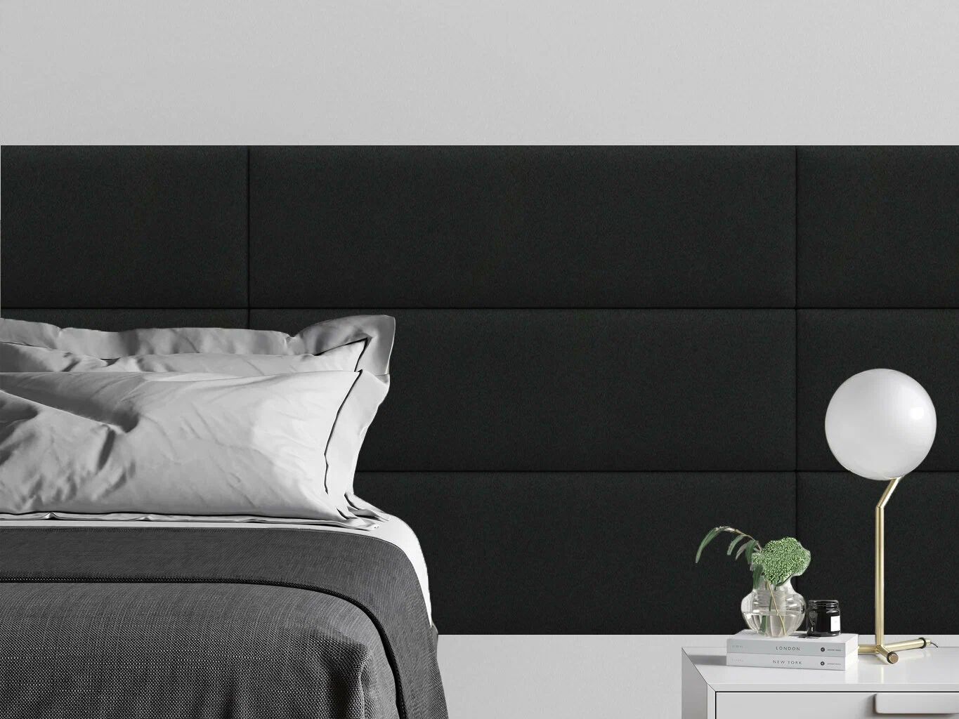 

Мягкое изголовье кровати Velour Black 30х100 см 4 шт., Черный