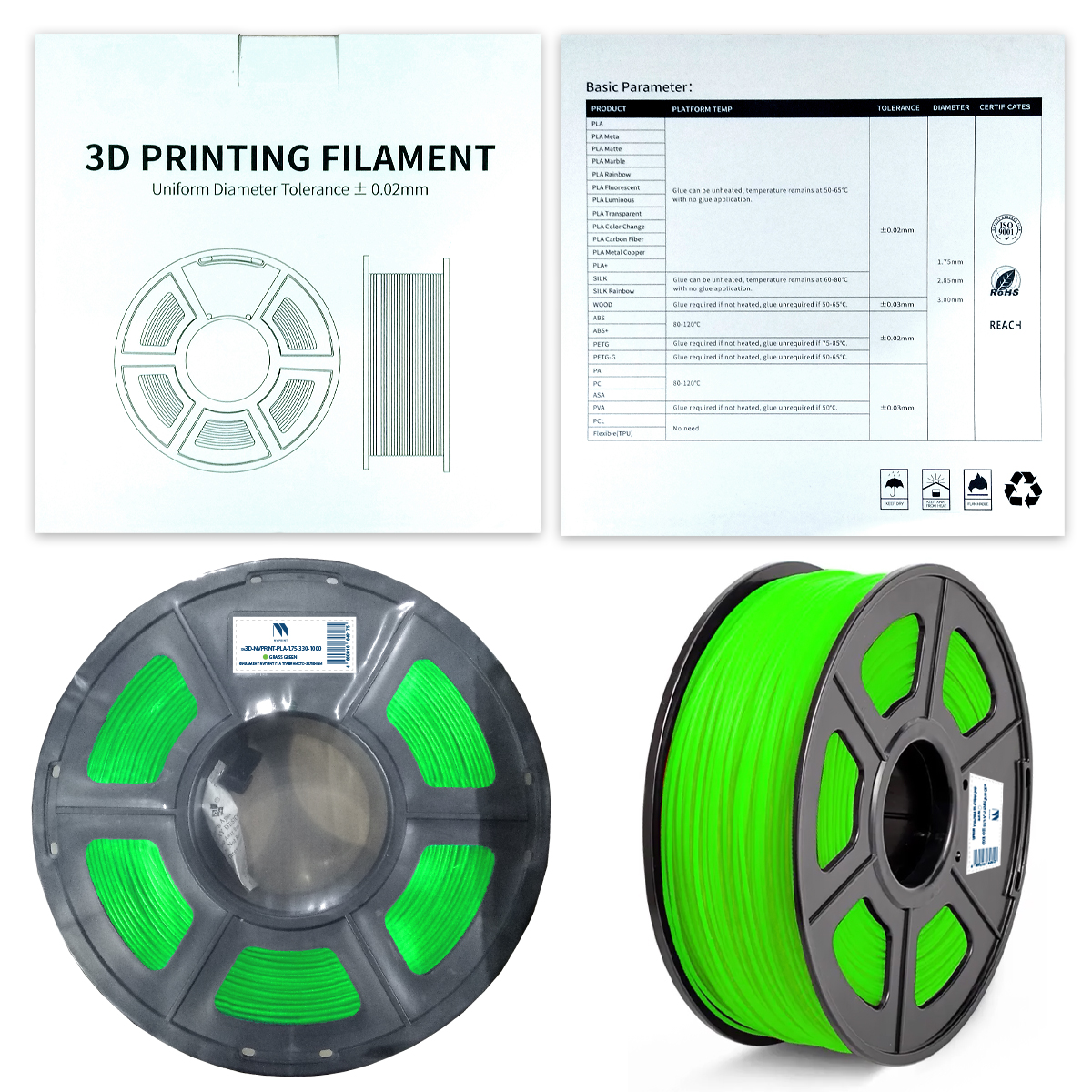 

Пластик PLA для 3D-принтера NV Print зеленый (3D-NVPRINT-PLA-1.75-330-1000)