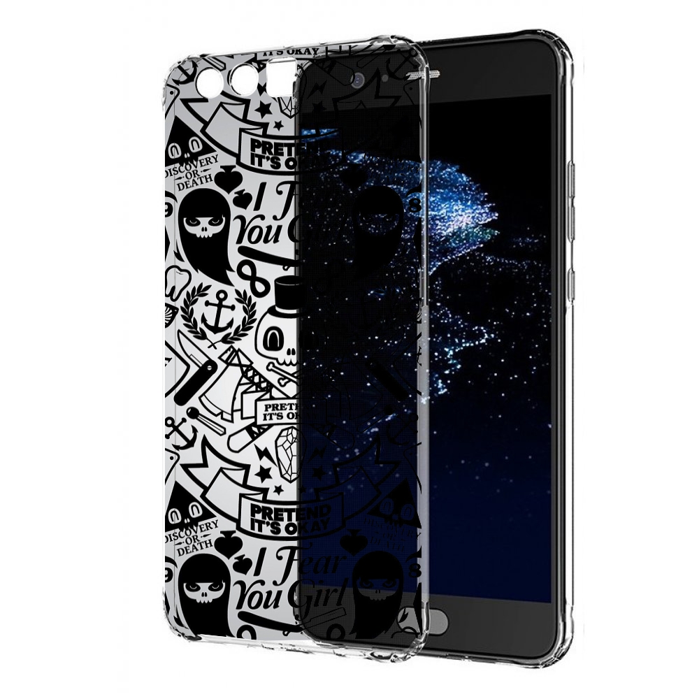 

Чехол бампер MyPads готический-принт для Huawei P10 Plus противо, Прозрачный, Tocco