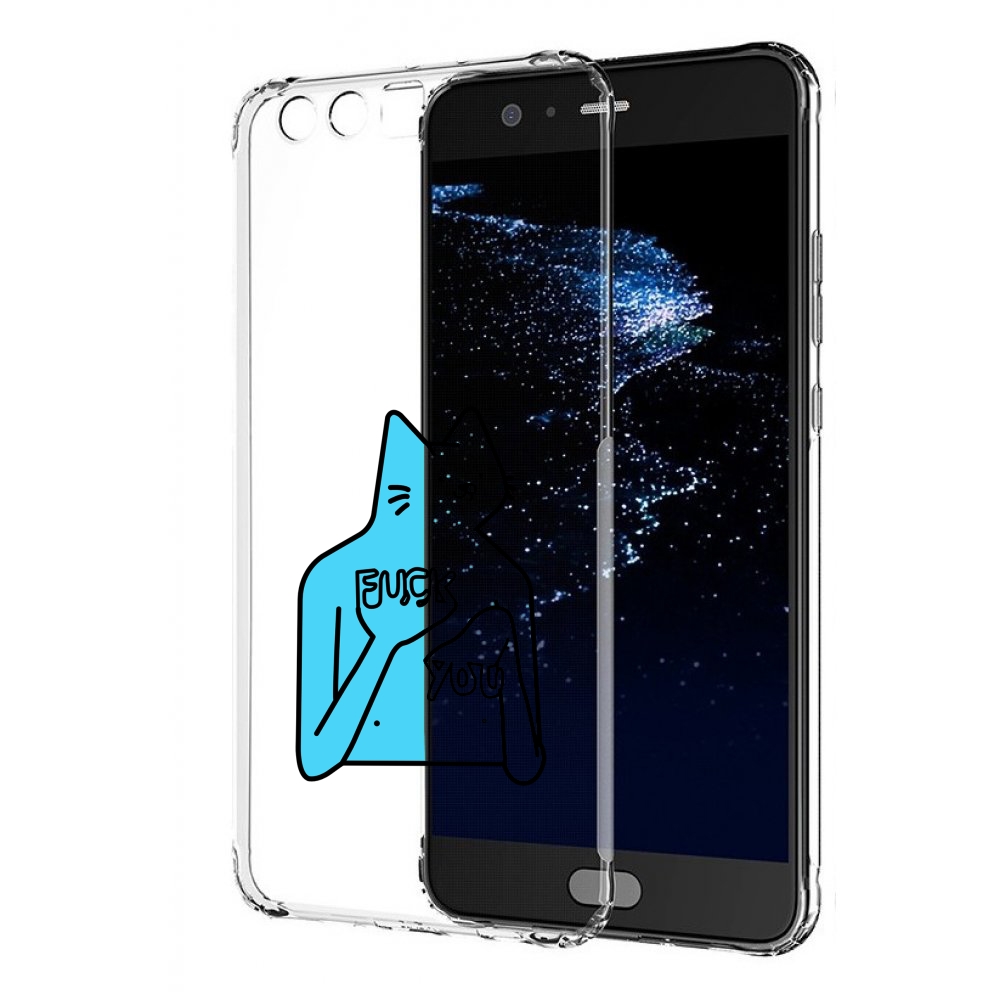 

Чехол бампер MyPads голубой-кот-фак-ю для Huawei P10 Plus против, Прозрачный, Tocco