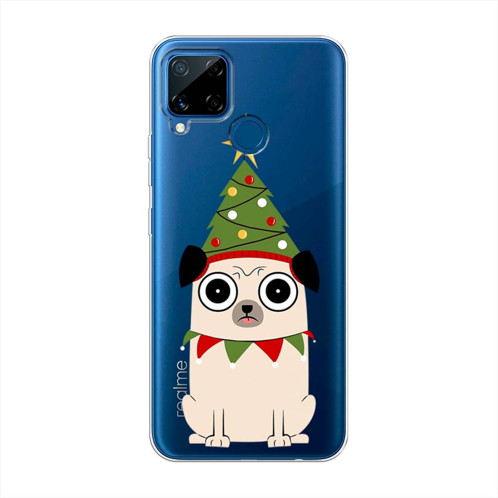 

Чехол на Oppo Realme C15 "Собачка с ёлочкой", Бежевый;красный;зеленый, 255050-1