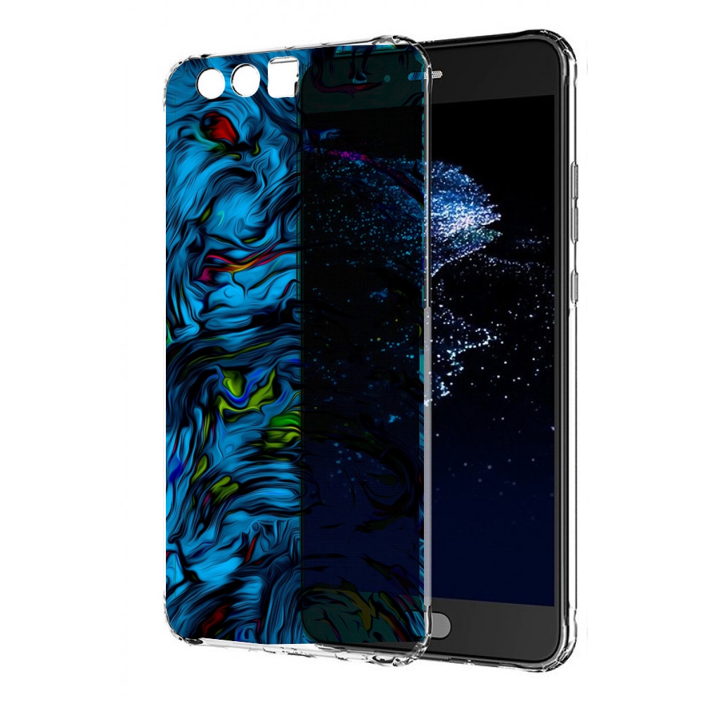 

Чехол бампер MyPads голубая краска в темноте для Huawei P10 Plus, Прозрачный, Tocco