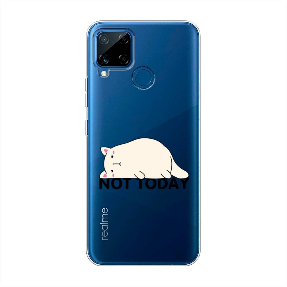 

Чехол на Oppo Realme C15 "Cat not today", Белый;розовый;черный, 255050-1