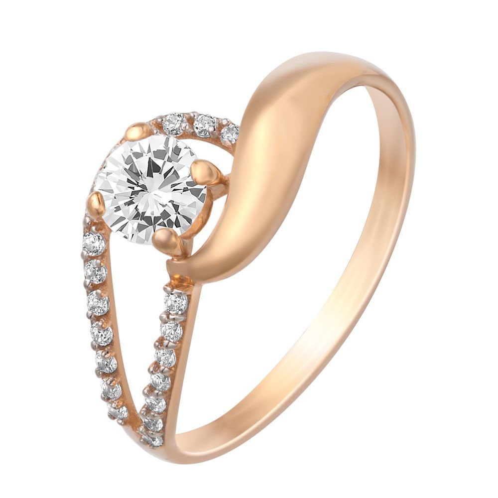 

Кольцо женское из красного золота с фианитом 585Gold 301007414, р, 301007414