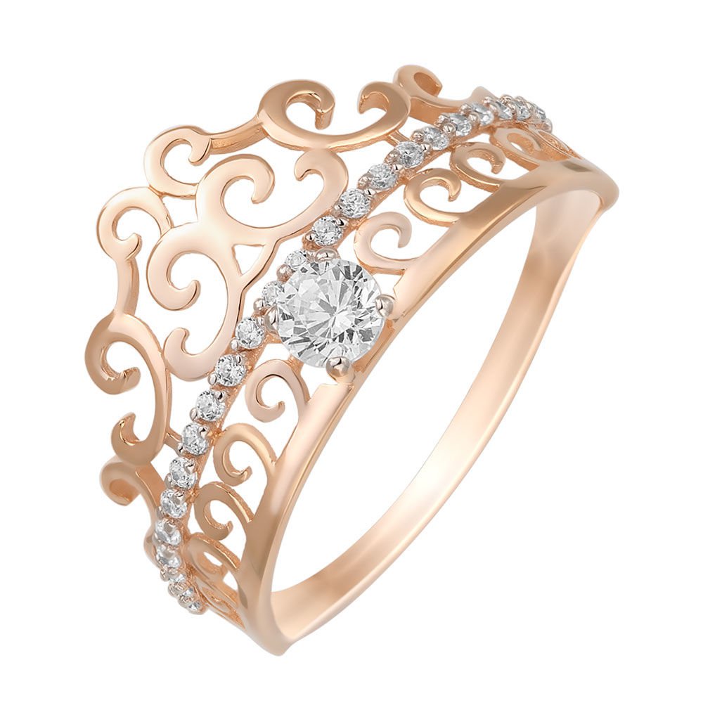 

Кольцо женское из красного золота с фианитом 585Gold 301007373, р, 301007373