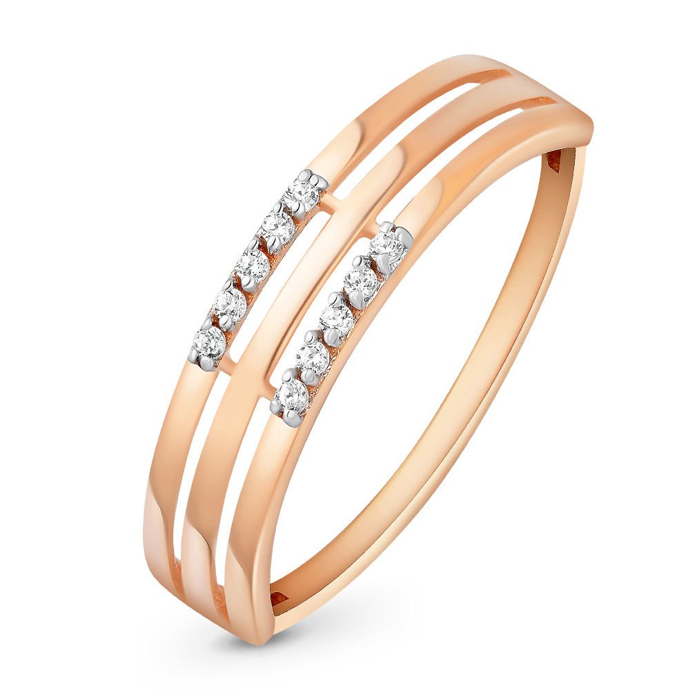 

Кольцо женское из красного золота с фианитом 585Gold 301007371, р, 301007371