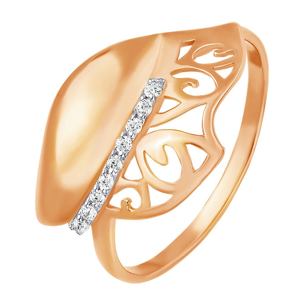 

Кольцо женское из красного золота с фианитом 585Gold 301002967, р, 301002967