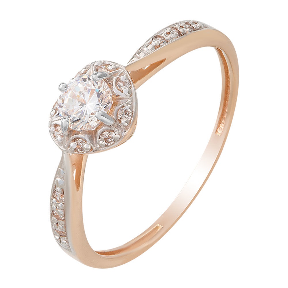

Кольцо женское из красного золота с фианитом 585Gold 301007362, р, 301007362