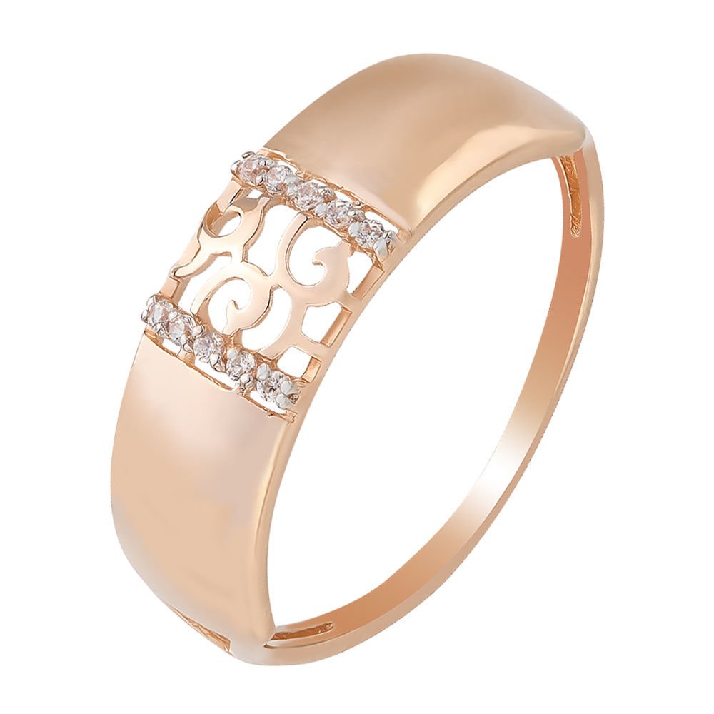 

Кольцо женское из красного золота с фианитом 585Gold 301002960, р, 301002960