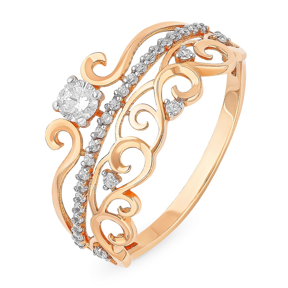 

Кольцо женское из красного золота с фианитом 585Gold 301002959, р, 301002959
